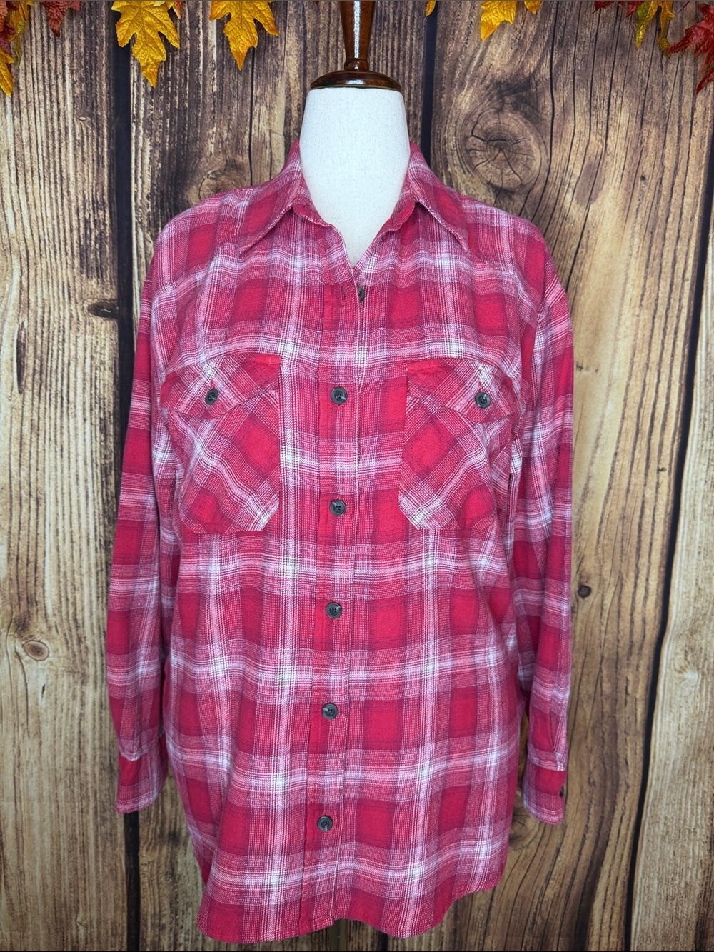wild fable Red and White Plaid Button-Down Shirt
